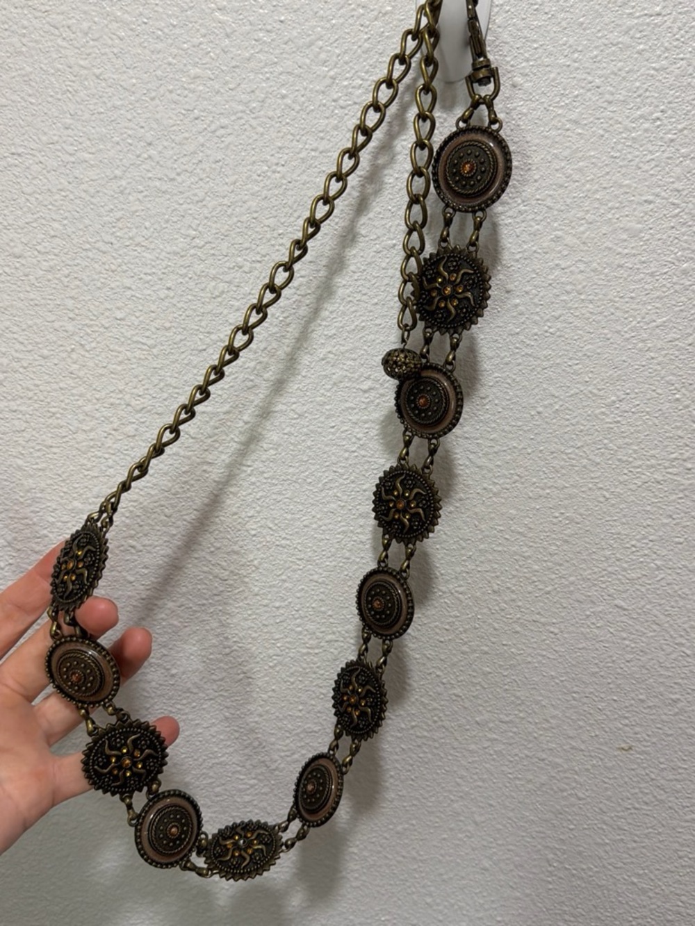 Adjustable Vintage-Inspired Bronze Medallion Belt- Bronze